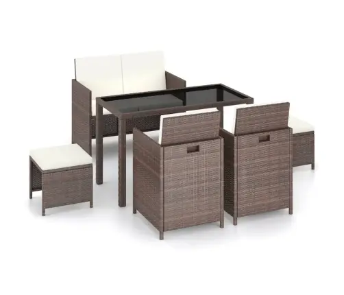 Lauko Valg. Baldų Komplektas Su Pag., 6D., Rudas, Poliratanas