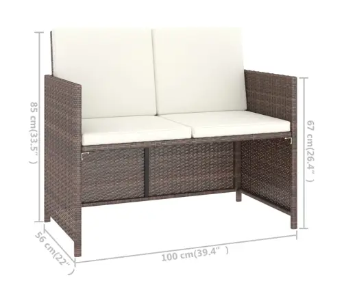 Lauko Valg. Baldų Komplektas Su Pag., 6D., Rudas, Poliratanas