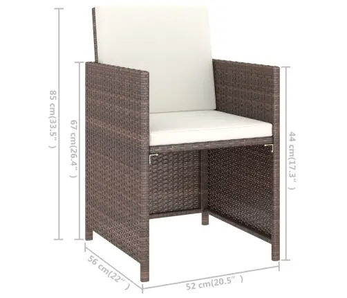 Lauko Valg. Baldų Komplektas Su Pag., 6D., Rudas, Poliratanas