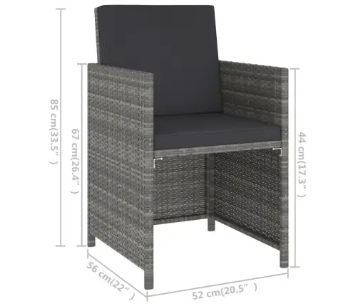 6-Daļīgs Dārza Mēbeļu Komplekts Ar Matračiem, Pe Pinums, Pelēks Vidaxl