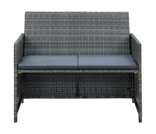 Divvietīgs Dārza Dīvāns Ar Matračiem, Pelēka Pe Rotangpalma Vidaxl