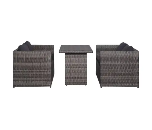 3-Daļīgs Bistro Mēbeļu Komplekts Ar Matračiem, Pe, Pelēks Vidaxl