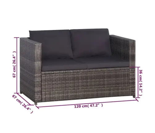 3-Daļīgs Bistro Mēbeļu Komplekts Ar Matračiem, Pe, Pelēks Vidaxl