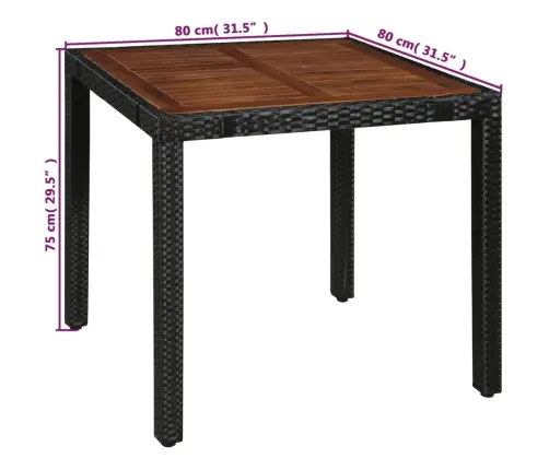 5-Daļīgs Dārza Mēbeļu Komplekts, Pe, Akācijas Koks, Melns Vidaxl