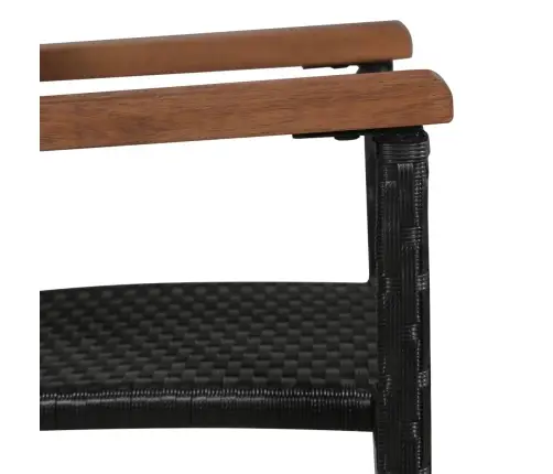 7-Daļīgs Dārza Mēbeļu Komplekts, Pe, Akācijas Koks, Melns Vidaxl