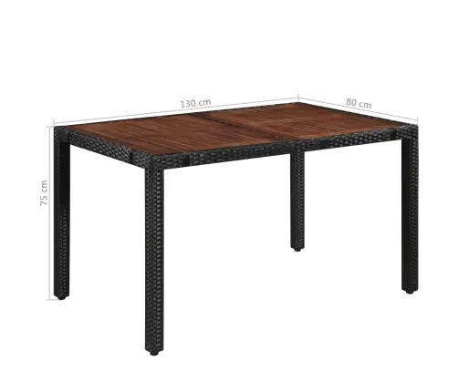 7-Daļīgs Dārza Mēbeļu Komplekts, Pe, Akācijas Koks, Melns Vidaxl