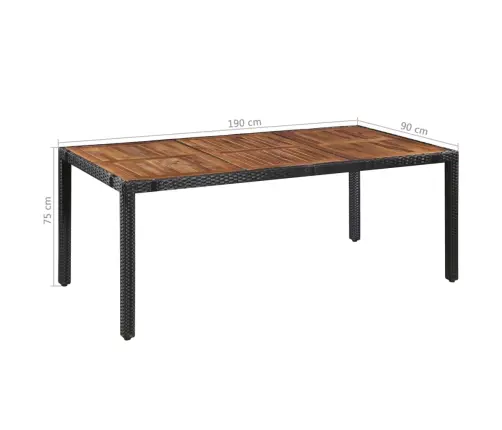 9-Daļīgs Dārza Mēbeļu Komplekts, Pe, Akācijas Koks, Melns Vidaxl