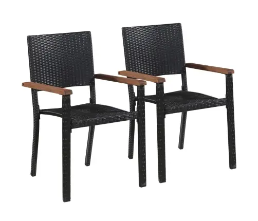 Dārza Krēsli, 2 Gab., Pe Rotangpalma, Melni Vidaxl