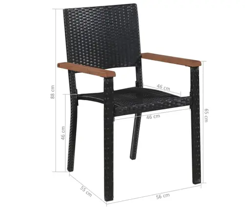 Dārza Krēsli, 2 Gab., Pe Rotangpalma, Melni Vidaxl