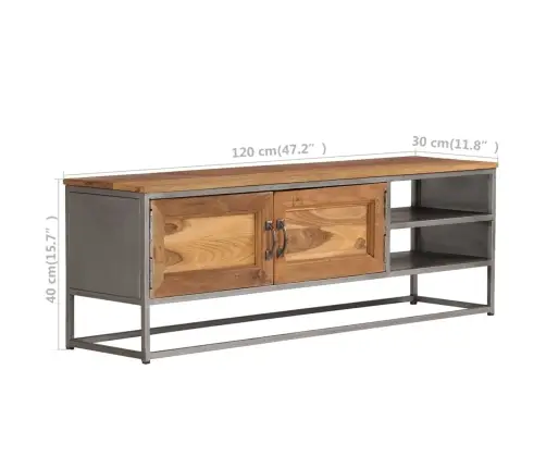 Tv Skapītis, 120X30X40 Cm, Pārstrādāts Tīkkoks, Tērauds Vidaxl