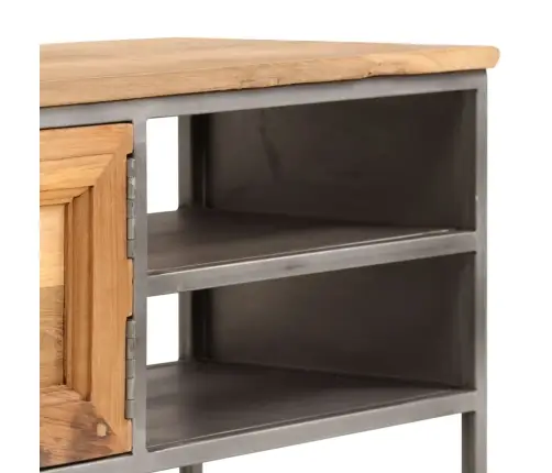 Tv Skapītis, 120X30X40 Cm, Pārstrādāts Tīkkoks, Tērauds Vidaxl