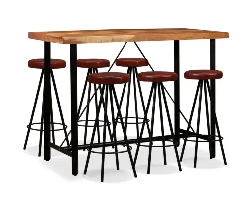 Baro Komplektas, 7 D., Akacijos Mediena Ir Tikra Oda