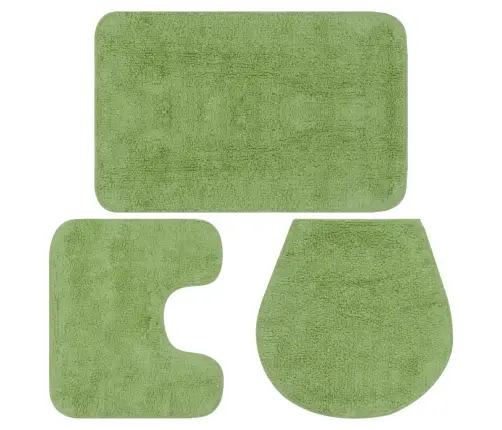 Vannasistabas Paklāji, 3 Gab., Zaļš Audums Vidaxl