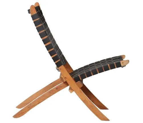 Saliekams Atpūtas Krēsls, Melna Dabīgā Āda Vidaxl