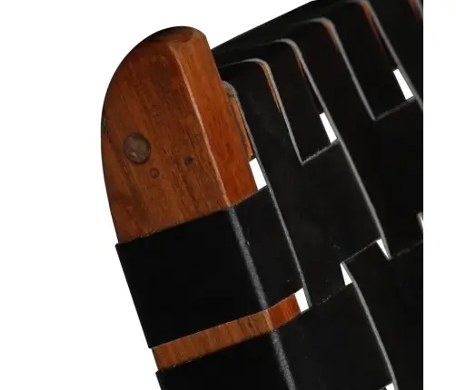 Saliekams Atpūtas Krēsls, Melna Dabīgā Āda Vidaxl