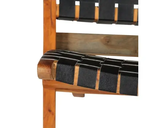 Saliekams Atpūtas Krēsls, Melna Dabīgā Āda Vidaxl