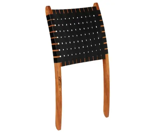 Saliekams Atpūtas Krēsls, Melna Dabīgā Āda Vidaxl