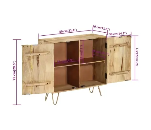 Kumode, 80X30X75 Cm, Mango Masīvkoks Vidaxl