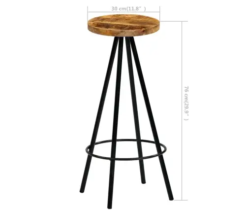 Bāra Krēsli, 2 Gab., Mango Masīvkoks Vidaxl