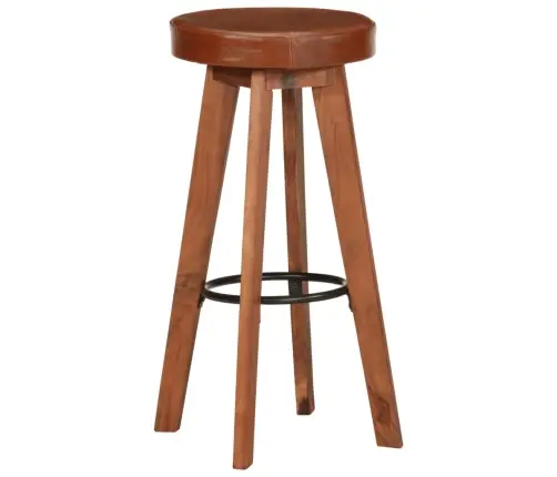 Bāra Krēsli, 2 Gab., Dabīga Āda Un Akācijas Masīvkoks Vidaxl