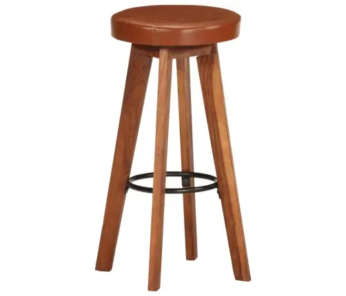 Bāra Krēsli, 2 Gab., Dabīga Āda Un Akācijas Masīvkoks Vidaxl