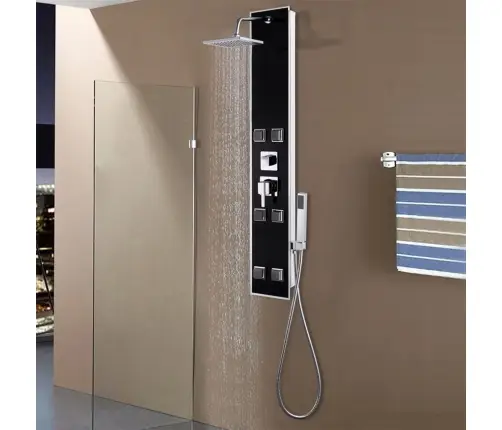 Dušipaneeli Süsteem, Klaas, 18 X 42,1 X 120 cm Must