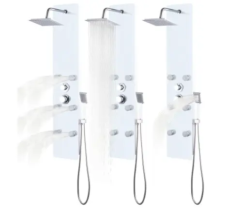 Dušo Panelė, Stiklas, 25X44,6X130cm Balta