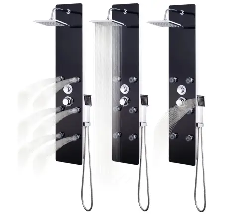 Dušipaneeeli Süsteem, Klaas, 25 X 44,6 X 130 cm Must