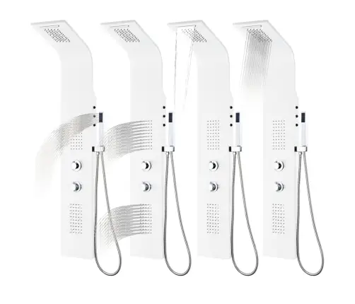 Dušas Sistēma Ar Paneli, 20X44X130 Cm, Balts Alumīnijs Vidaxl