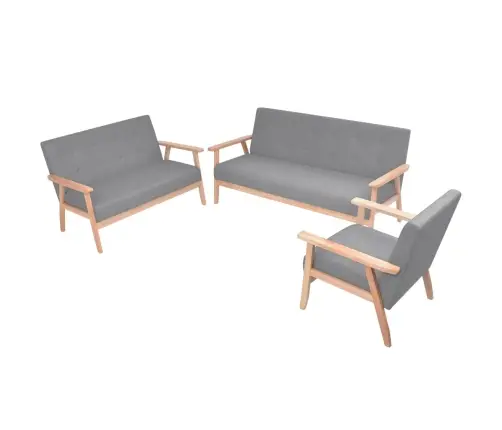 Dīvānu Komplekts, 3 Gab., Gaiši Pelēks Audums Vidaxl Dīvānu Komplekts, 3 Gab., Gaiši Pelēks Audums Vidaxl