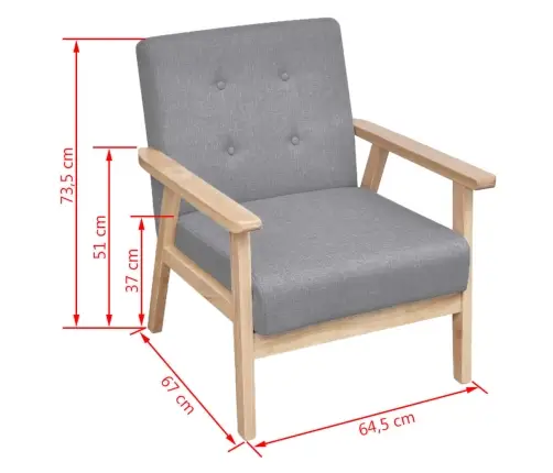 Dīvānu Komplekts, 3 Gab., Gaiši Pelēks Audums Vidaxl Dīvānu Komplekts, 3 Gab., Gaiši Pelēks Audums Vidaxl