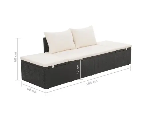 Dārza Gulta, Melna, 195X60 Cm, Pe Rotangpalma Vidaxl