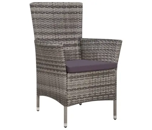 5-Daļīgs Dārza Mēbeļu Komplekts Ar Matračiem, Pe Pinums, Pelēks Vidaxl