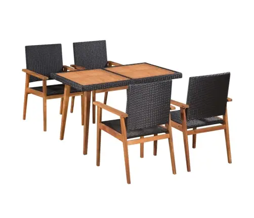 5-Daļīgs Dārza Mēbeļu Komplekts, Pe Pinums, Melns, Brūns Vidaxl