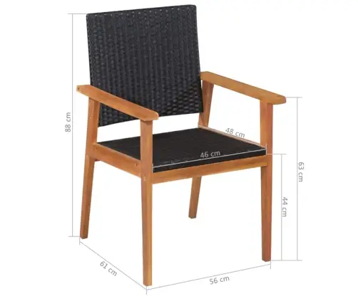 5-Daļīgs Dārza Mēbeļu Komplekts, Pe Pinums, Melns, Brūns Vidaxl