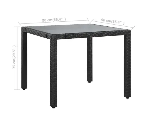 5-Osaline Aiamööblikomplekt, Polürotang, Must