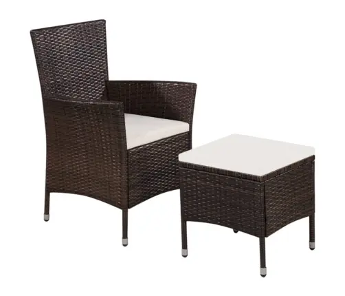 Dārza Krēsls Ar Kājsoliņu Un Spilveniem, Pe Rotangpalma, Brūns Vidaxl