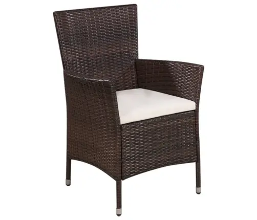 Dārza Krēsls Ar Kājsoliņu Un Spilveniem, Pe Rotangpalma, Brūns Vidaxl