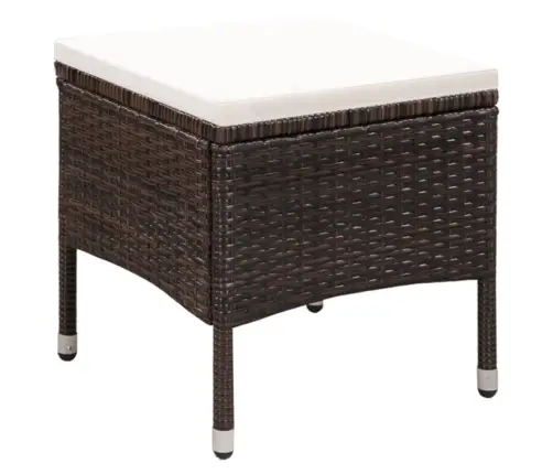 Dārza Krēsls Ar Kājsoliņu Un Spilveniem, Pe Rotangpalma, Brūns Vidaxl