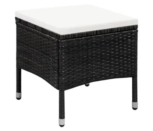 Dārza Krēsls Ar Kājsoliņu Un Matračiem, Pe Rotangpalma, Melns Vidaxl