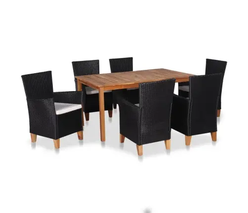 7-Osaline Aiamööblikomplekt, Polürotang, Must Ja Pruun