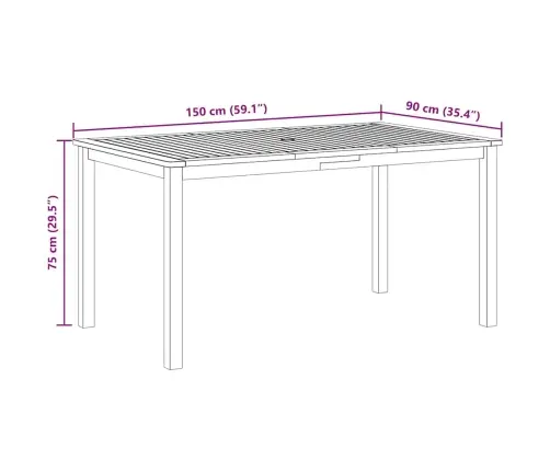 Aialaud 150 X 90 X 74 cm Akaatsiapuit