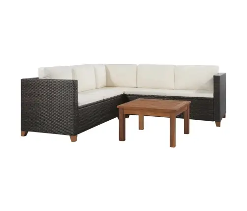 4-Daļīgs Dārza Atpūtas Mēbeļu Komplekts Ar Matračiem, Pe, Brūns Vidaxl