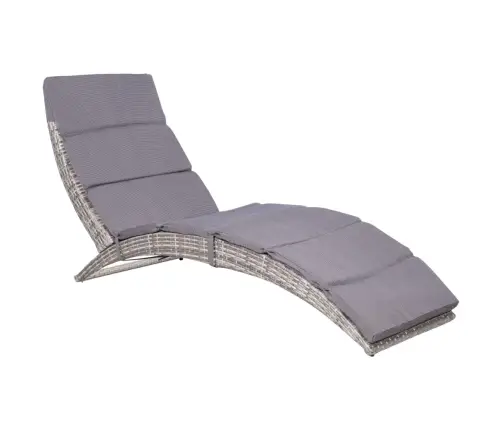 Saliekams Sauļošanās Krēsls Ar Matraci, Pe Rotangpalma, Pelēks Vidaxl
