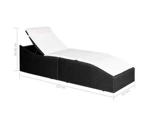 Sauļošanās Zvilnis Ar Matraci, Melna Pe Rotangpalma Vidaxl