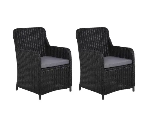 Dārza Krēsli Ar Matračiem, 2 Gab., Pe Rotangpalma, Melni   Vidaxl