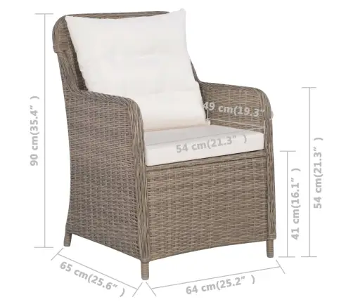 Lauko Kėdės Su Pagalvėlėmis, 2Vnt., Rudos Sp., Poliratanas