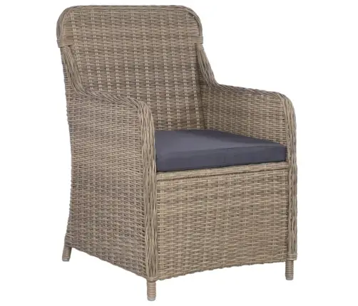 3-Osaline Aiamööblikomplekt Patjadega, Polürotang, Pruun