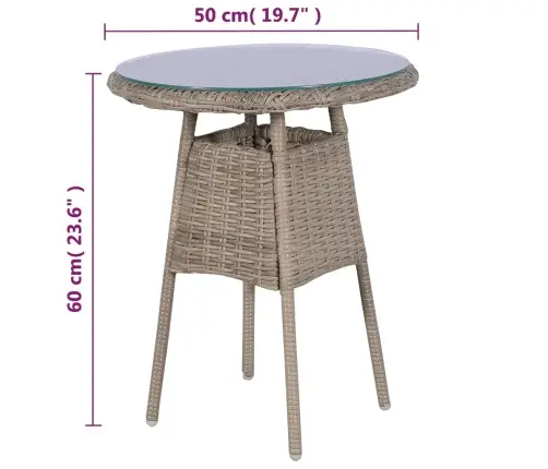 3-Osaline Aiamööblikomplekt Patjadega, Polürotang, Pruun