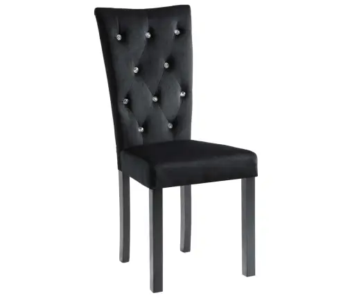 Valgomojo Kėdės, 4Vnt., Juodos Spalvos, Aksomas Valgomojo Kėdės, 4Vnt., Juodos Spalvos, Aksomas